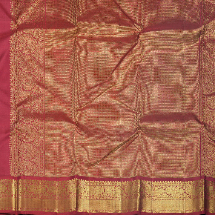 Hayagrivas Handloom Mustard Yellow Kanjivaram Silk Saree with Ganga Jamuna Border KBF587G8-1