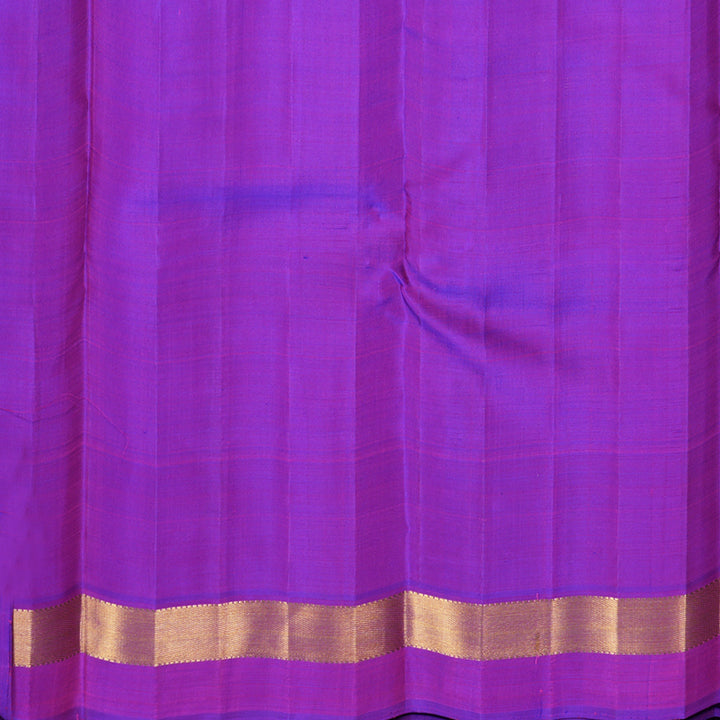 Hayagrivas Handloom Orangish-Pink Kanjivaram Silk Saree with Purple Border KBF588G1-1