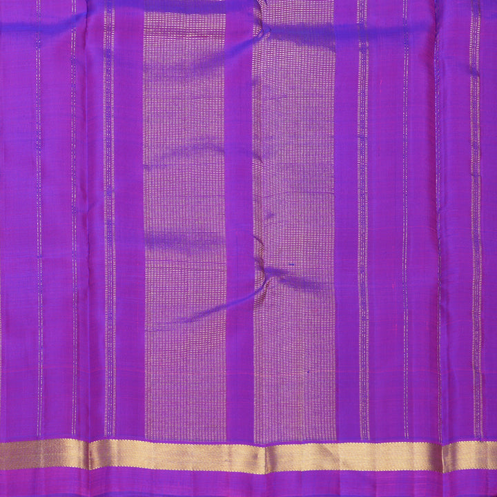Hayagrivas Handloom Orangish-Pink Kanjivaram Silk Saree with Purple Border KBF588G1-1
