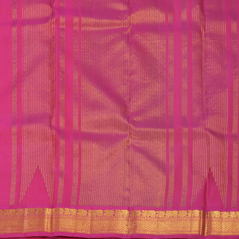 Hayagrivas Handloom Orange Kanjivaram Silk Saree with Pink Border KBF588G2-2