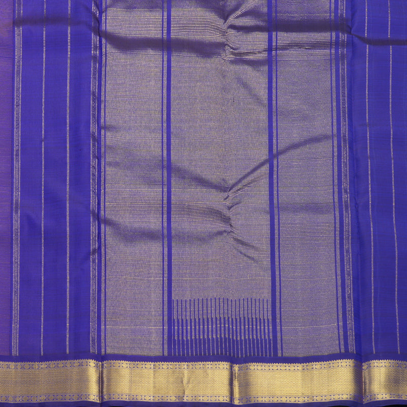 Hayagrivas Handloom Khaki Brown Kanjivaram Silk Saree with Purplish-Blue Border KBF588G4-3