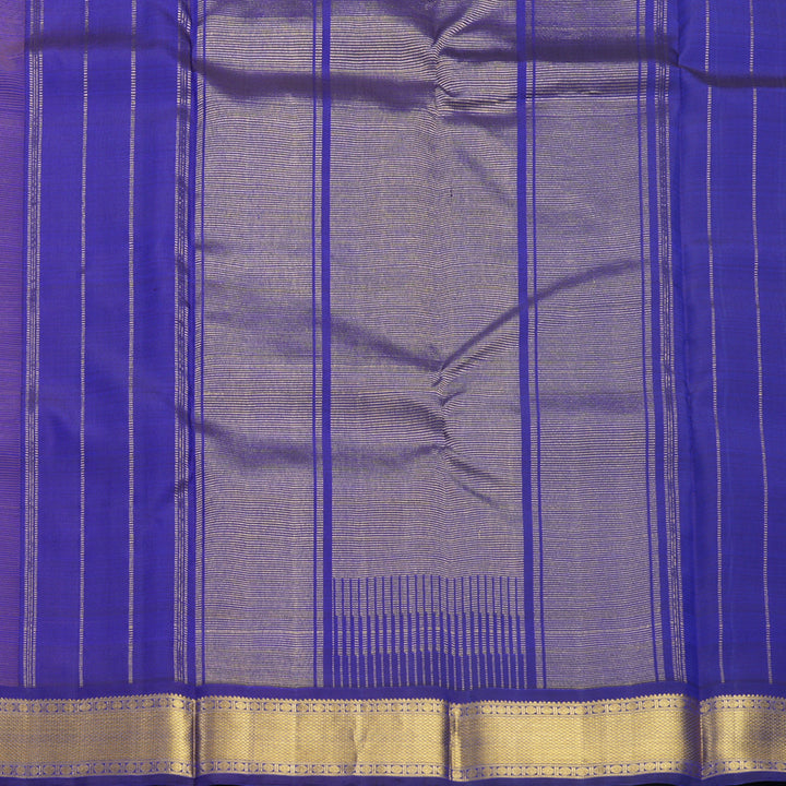 Hayagrivas Handloom Khaki Brown Kanjivaram Silk Saree with Purplish-Blue Border KBF588G4-3
