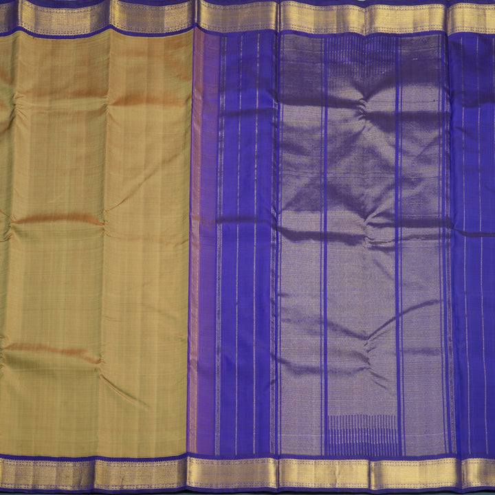 Hayagrivas Handloom Khaki Brown Kanjivaram Silk Saree with Purplish-Blue Border KBF588G4-3