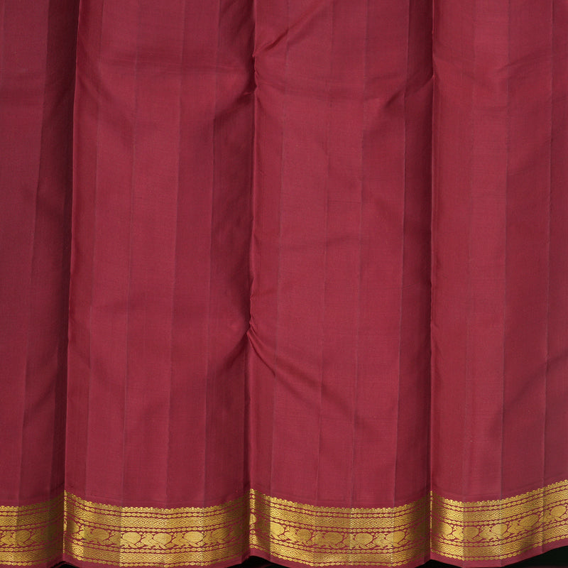 Hayagrivas Handloom Khaki Brown Kanjivaram Silk Saree with Maroon Border KBF588G4-6