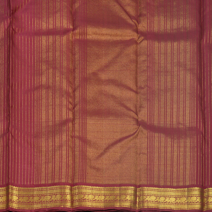 Hayagrivas Handloom Khaki Brown Kanjivaram Silk Saree with Maroon Border KBF588G4-6