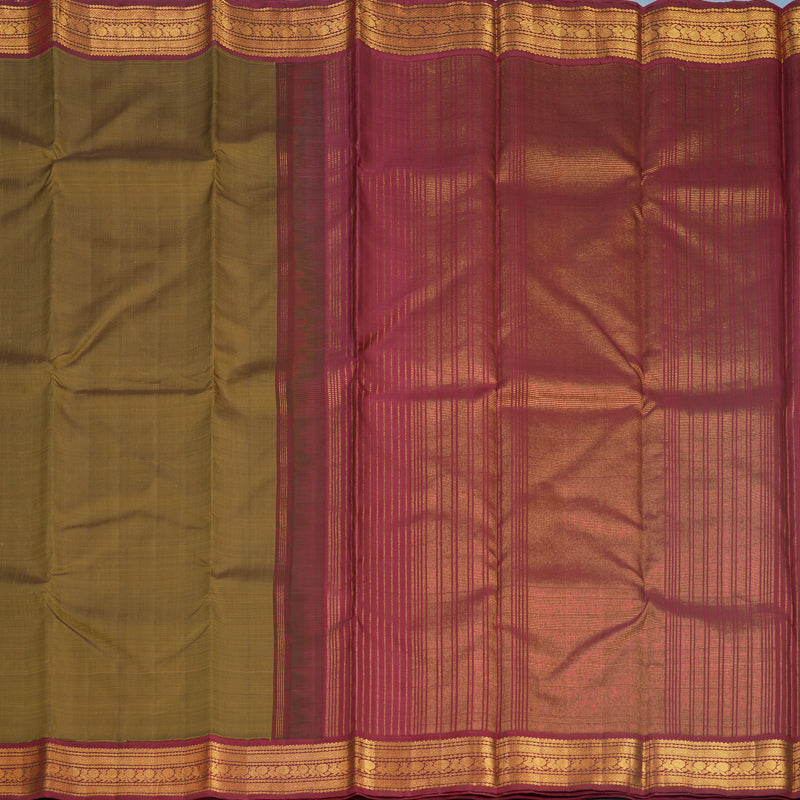 Hayagrivas Handloom Khaki Brown Kanjivaram Silk Saree with Maroon Border KBF588G4-6