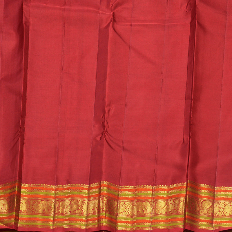 Hayagrivas Handloom Sea Green Kanjivaram Silk Saree with Red Border KBF588G6-2