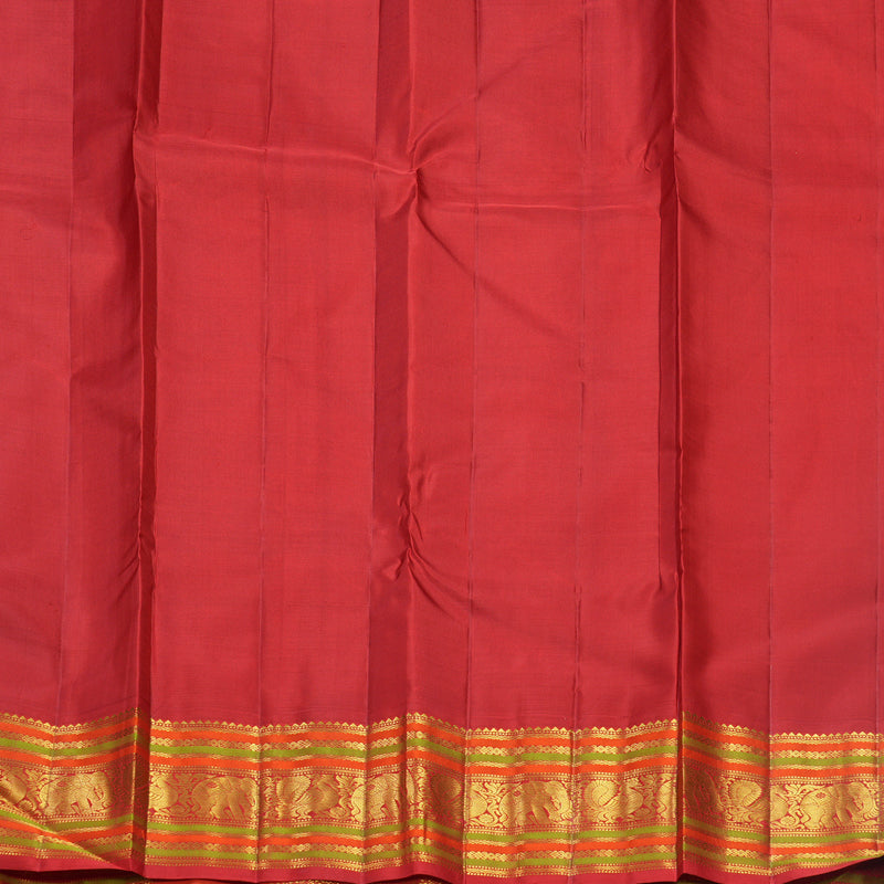 Hayagrivas Handloom Bottle Green Kanjivaram Silk Saree with Red Border KBF588G6-4