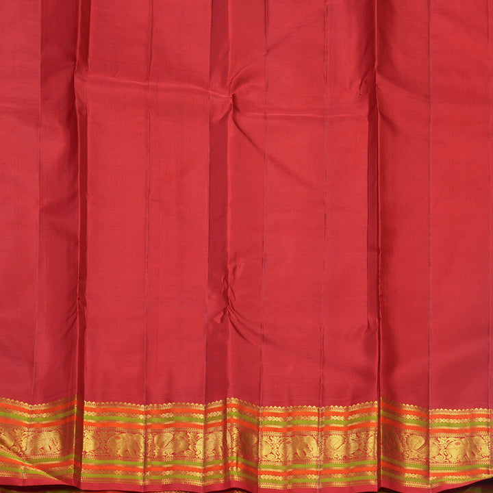 Hayagrivas Handloom Bottle Green Kanjivaram Silk Saree with Red Border KBF588G6-4