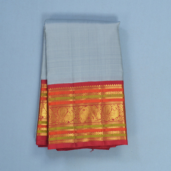 Hayagrivas Handloom Powder Blue Kanjivaram Silk Saree with Red Border KBF588G6-5