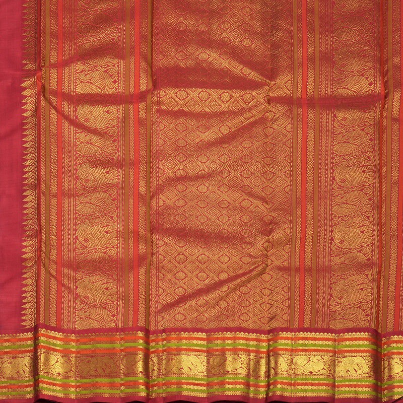 Hayagrivas Handloom Powder Blue Kanjivaram Silk Saree with Red Border KBF588G6-5
