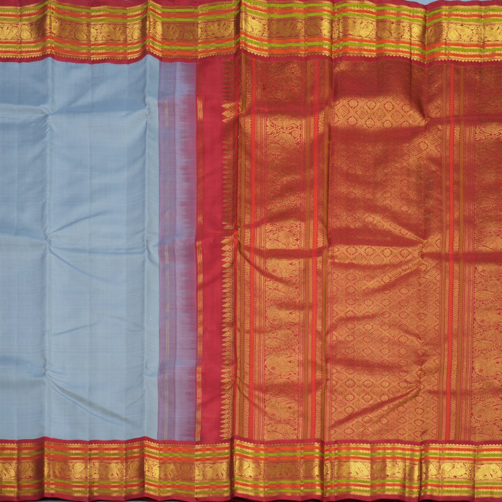 Hayagrivas Handloom Powder Blue Kanjivaram Silk Saree with Red Border KBF588G6-5