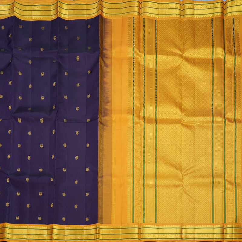 Hayagrivas Handloom Deep Jamun Kanjivaram Silk Saree with Mustard Yellow Border KBF588G8-2