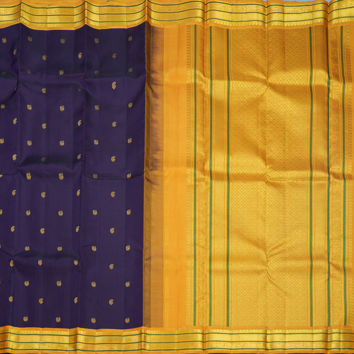 Hayagrivas Handloom Deep Jamun Kanjivaram Silk Saree with Mustard Yellow Border KBF588G8-2
