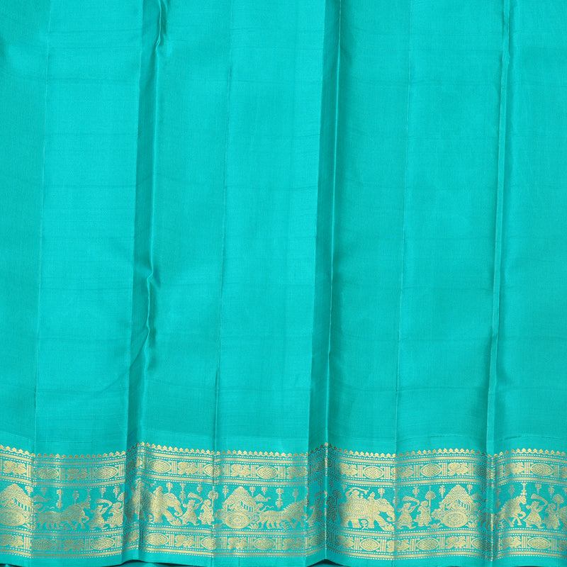 Hayagrivas Handloom MS Blue Kanjivaram Silk Saree with Sea Green Border KBF589G2-1