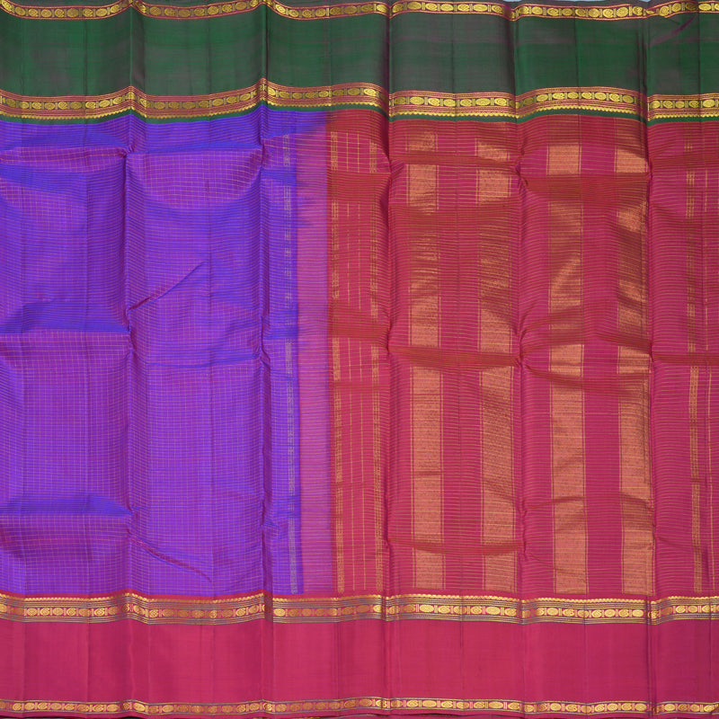 Hayagrivas Handloom Purple Kanjivaram Silk Saree with Ganga Jamuna Border KBF590G1-2