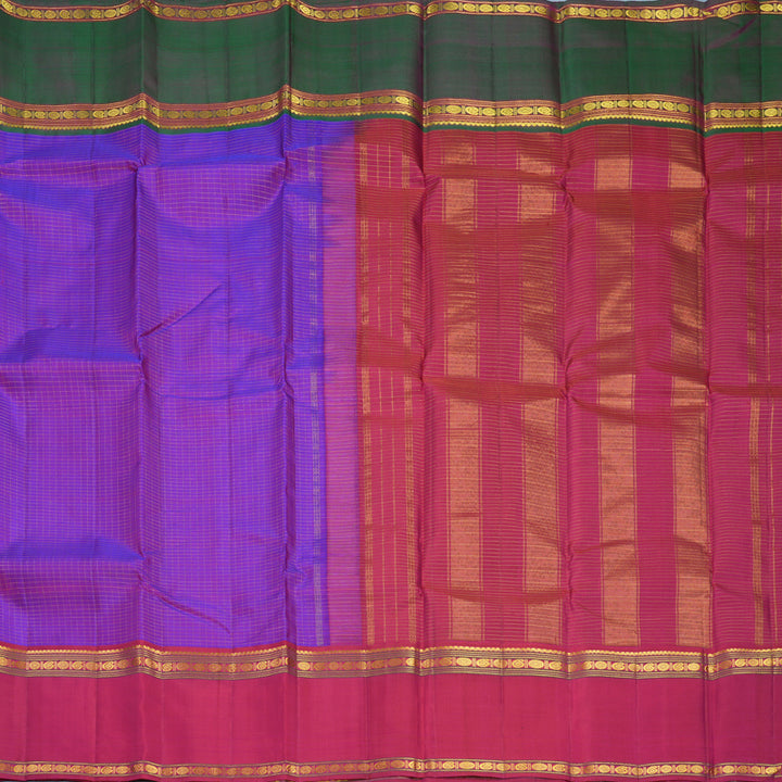 Hayagrivas Handloom Purple Kanjivaram Silk Saree with Ganga Jamuna Border KBF590G1-2