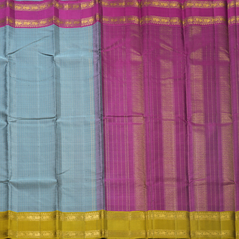 Hayagrivas Handloom Powder Blue Kanjivaram Silk Saree with Ganga Jamuna Border KBF590G1-3