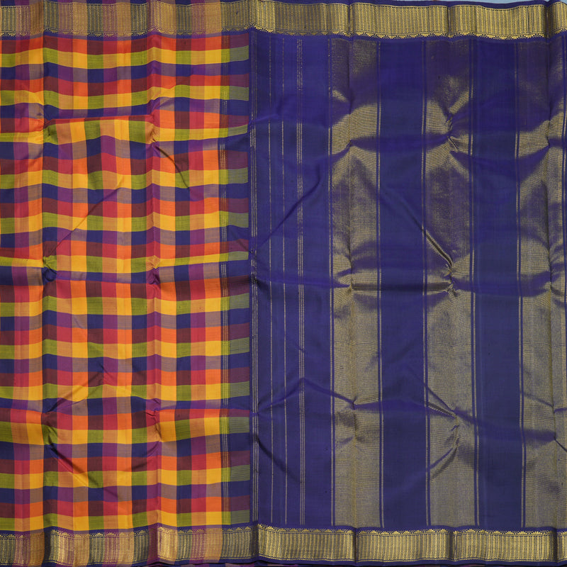 Hayagrivas Handloom Multicolour Checks Kanjivaram Silk Saree KBF590G2-9