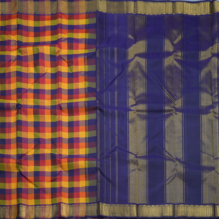 Hayagrivas Handloom Multicolour Checks Kanjivaram Silk Saree KBF590G2-9