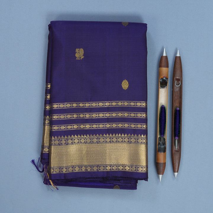 Hayagrivas Handloom Ink Blue Kanjivaram Silk Saree KBF590G3-1