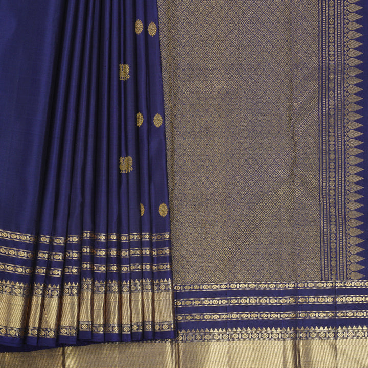Hayagrivas Handloom Ink Blue Kanjivaram Silk Saree KBF590G3-1