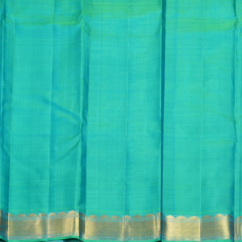 Hayagrivas Handloom MS Blue Kanjivaram Silk Saree with Aqua Green Border KBF590G3-2