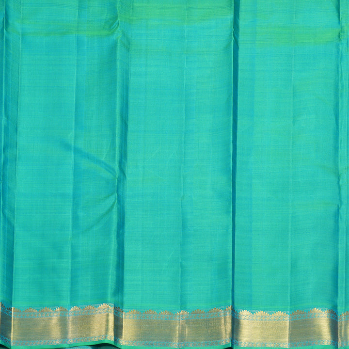 Hayagrivas Handloom MS Blue Kanjivaram Silk Saree with Aqua Green Border KBF590G3-2