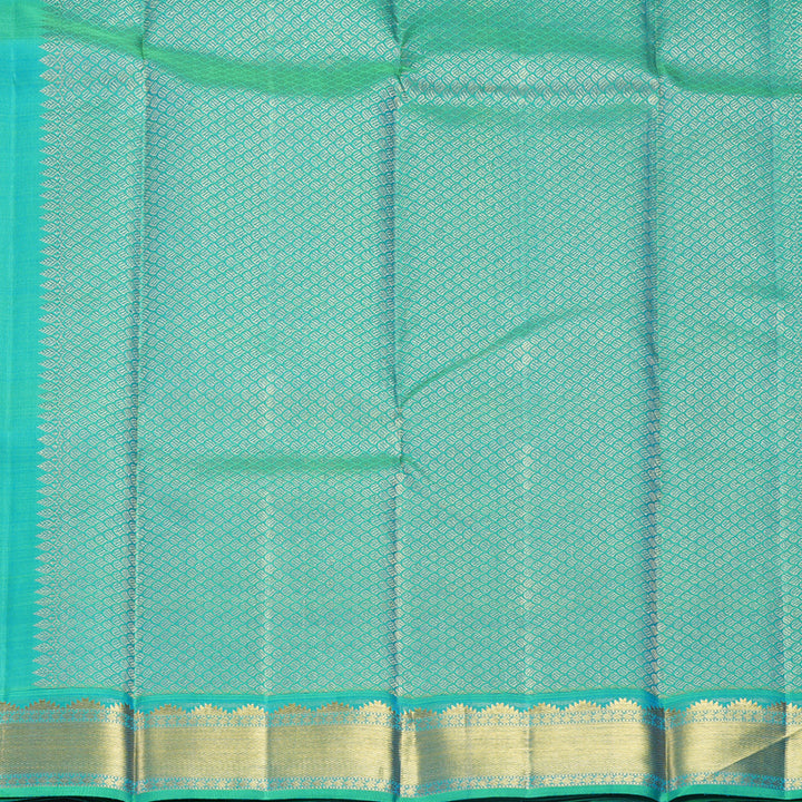 Hayagrivas Handloom MS Blue Kanjivaram Silk Saree with Aqua Green Border KBF590G3-2