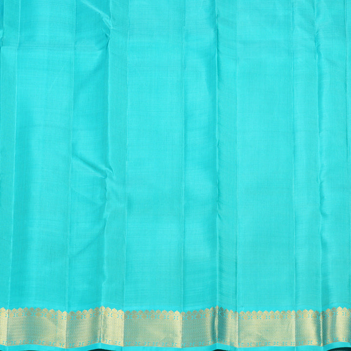 Hayagrivas Handloom Brinjal Purple Kanjivaram Silk Saree with Sea Blue Border KBF590G5-1