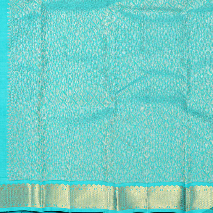 Hayagrivas Handloom Brinjal Purple Kanjivaram Silk Saree with Sea Blue Border KBF590G5-1