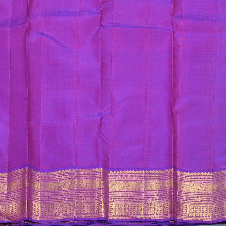 Hayagrivas Handloom Fluorescent Green Kanjivaram Silk Saree with Purple Border KBF590G6-2