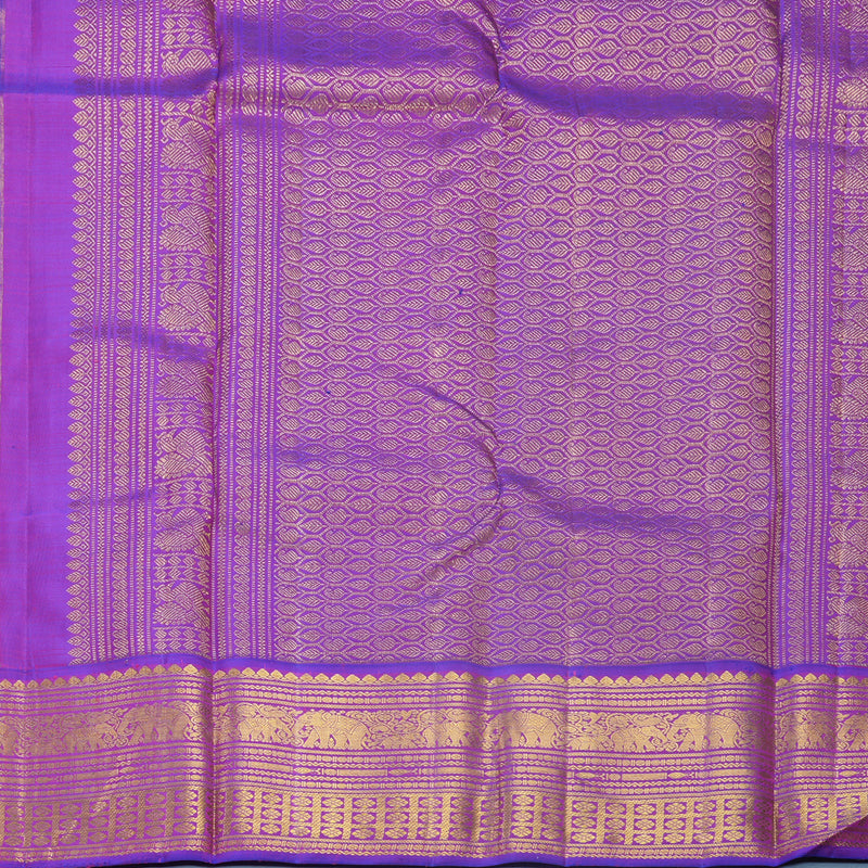 Hayagrivas Handloom Fluorescent Green Kanjivaram Silk Saree with Purple Border KBF590G6-2