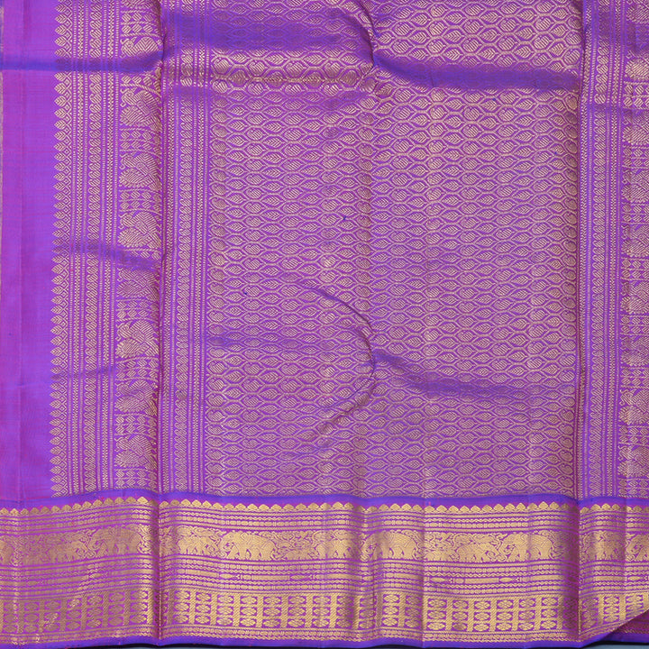 Hayagrivas Handloom Fluorescent Green Kanjivaram Silk Saree with Purple Border KBF590G6-2