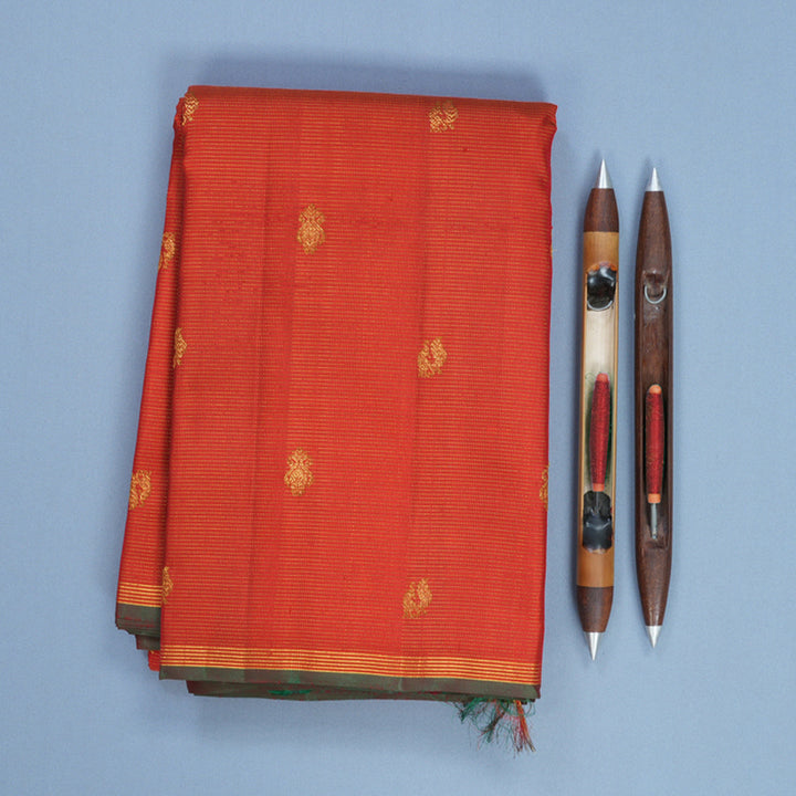 Hayagrivas Handloom Red Kanjivaram Silk Saree with Manthalir Selvedge Border KBF590G8-1