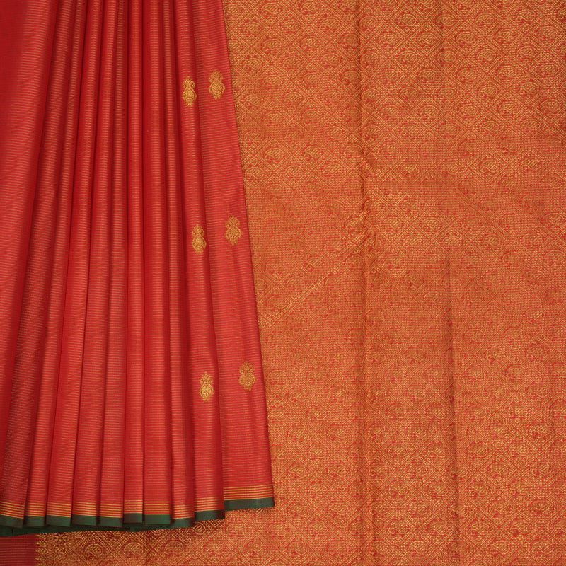 Hayagrivas Handloom Red Kanjivaram Silk Saree with Manthalir Selvedge Border KBF590G8-1