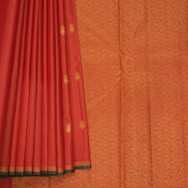 Hayagrivas Handloom Red Kanjivaram Silk Saree with Manthalir Selvedge Border KBF590G8-1