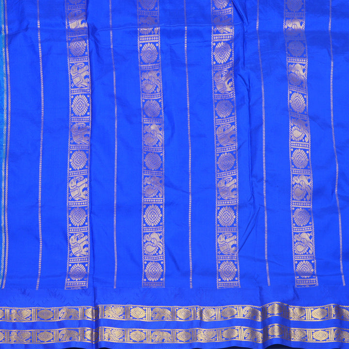 Hayagrivas Handloom Sea Blue Ten Yards Silk Saree KBF591G2-1