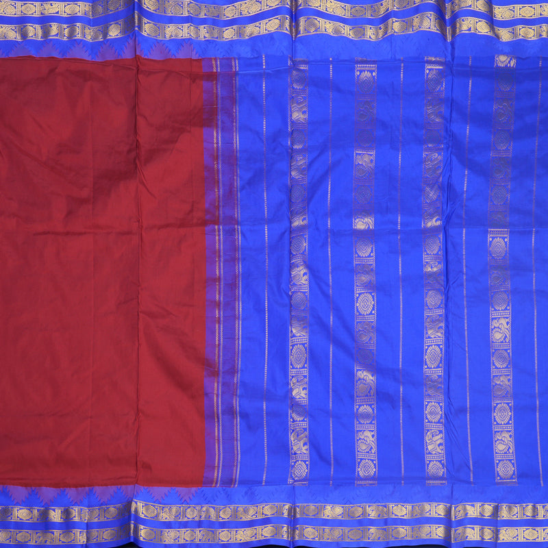 Hayagrivas Handloom Maroon Ten Yards Silk Saree KBF591G2-2