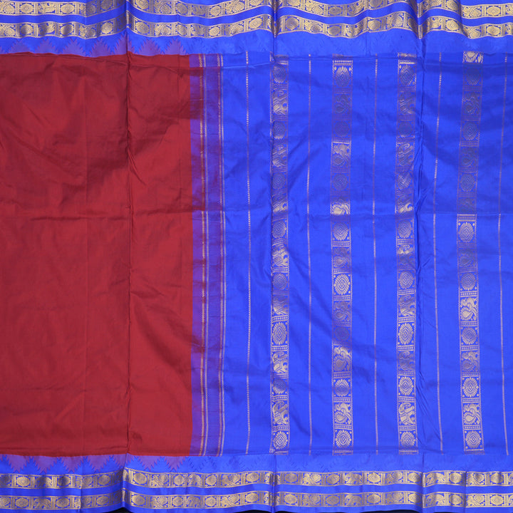 Hayagrivas Handloom Maroon Ten Yards Silk Saree KBF591G2-2