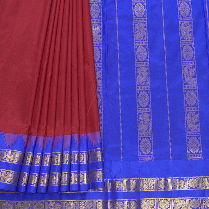 Hayagrivas Handloom Maroon Ten Yards Silk Saree KBF591G2-2