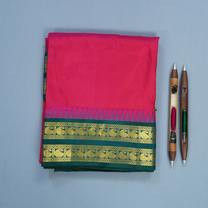 Hayagrivas Handloom Rani Pink Ten Yards Silk Saree KBF591G2-3