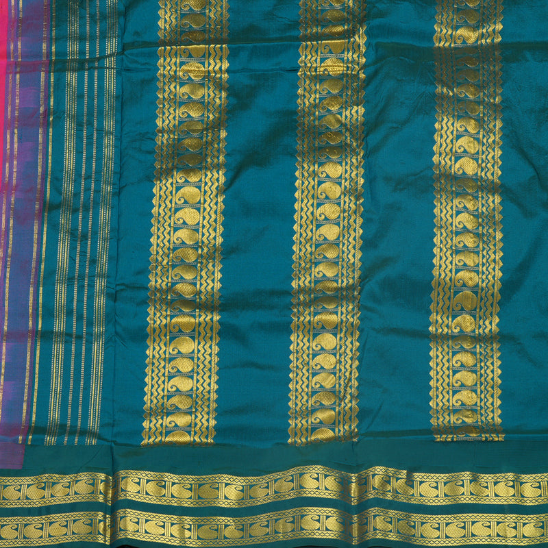 Hayagrivas Handloom Rani Pink Ten Yards Silk Saree KBF591G2-3