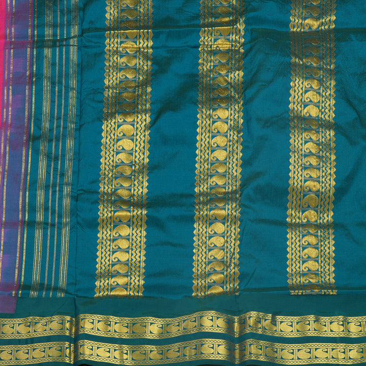 Hayagrivas Handloom Rani Pink Ten Yards Silk Saree KBF591G2-3