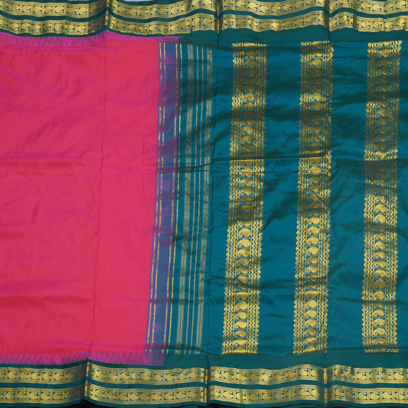Hayagrivas Handloom Rani Pink Ten Yards Silk Saree KBF591G2-3