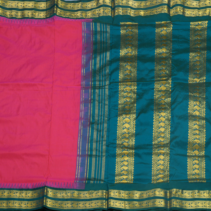 Hayagrivas Handloom Rani Pink Ten Yards Silk Saree KBF591G2-3