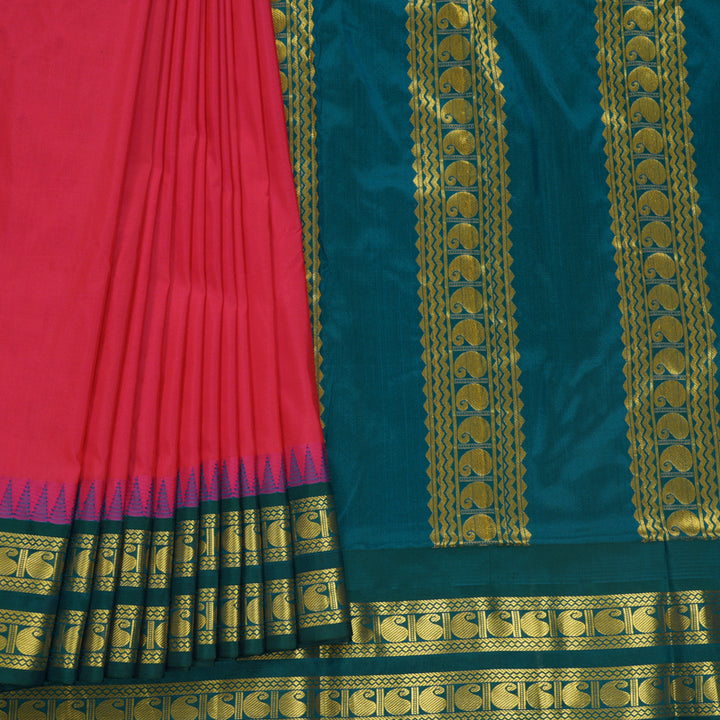 Hayagrivas Handloom Rani Pink Ten Yards Silk Saree KBF591G2-3