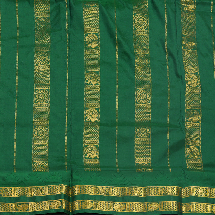 Hayagrivas Handloom Lime Green Ten Yards Silk Saree KBF591G2-5