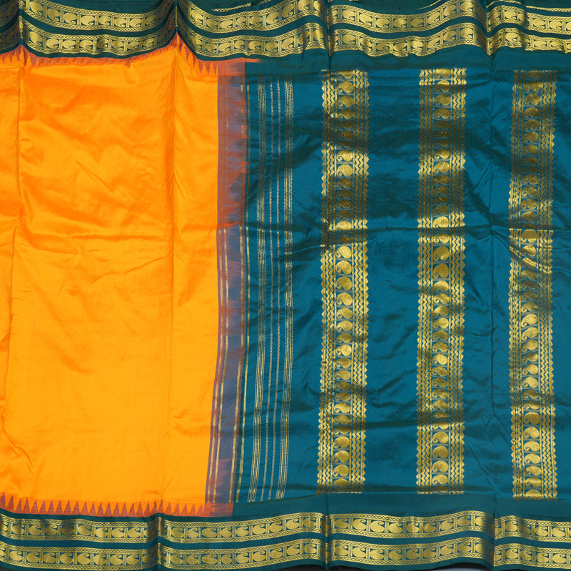 Hayagrivas Handloom Mambazham Orange Ten Yards Silk Saree KBF591G2-6