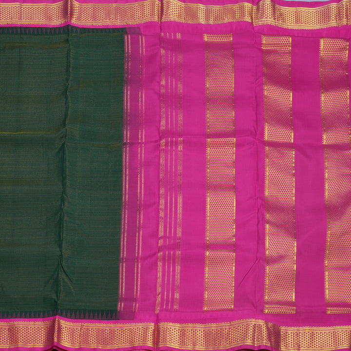 Hayagrivas Handloom Bottle Green Ten Yards Silk Saree KBF591G3-2